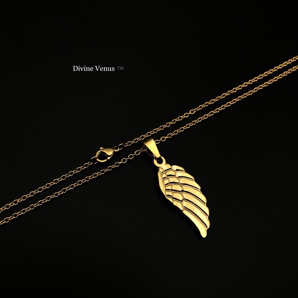 Angel Wing Necklace | Gold Plated Stainless Steel - Picture 6 of 9